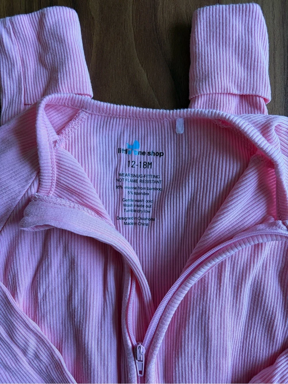 Little One Shop 12-18M Pink Ribbed Zippy